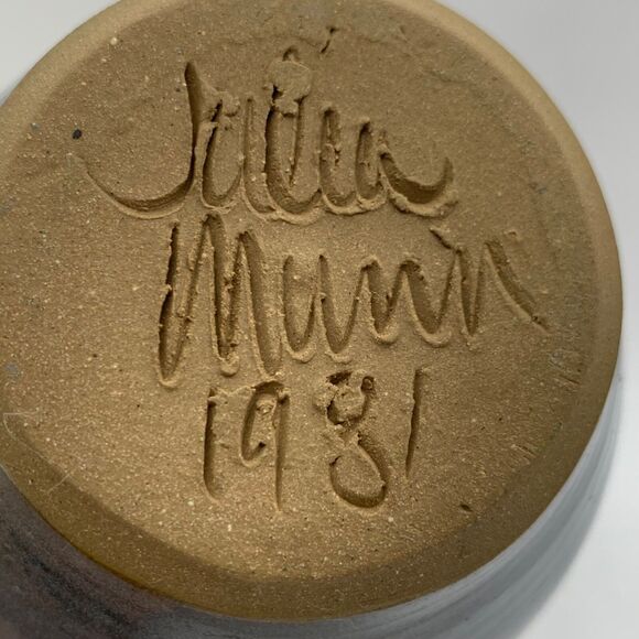 Julia Munn Livingston Pottery Blue Vase Vintage 5" Small Artist Signed 80s - Picture 7 of 7